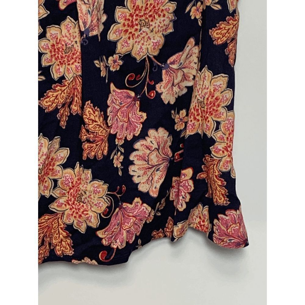 Old Navy Women's Woven Peasant Boho Floral Tie Back Top Blouse Navy Pink Small - Picture 9 of 9